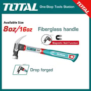 TOTAL THTS7308 Claw Hammer, 8oz (220g), Drop-Forged Carbon Steel, Fiberglass Handle | Model: THTS7308_img_0