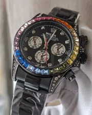 Rolex Rainbow Chain Black Quartz Watch_img_0