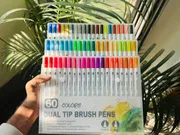 60 Dual Tip Brush Pen + One Book (Combo)_img_1
