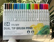 24 Dual Tip Brush Pen + One Book (Combo)_img_1