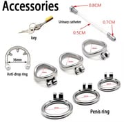 Male Chastity Belt Device Cock Cage Stainless Steel Penis Ring Lock Chastity Cage With Catheter Anti-drop Ring Sex Toys For Men_img_6