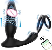Thrusting Anal Vibrator App Control Prostate Massager with 2 Cock Ring Anal Plug 10 Modes Dildo Butt Plug Adult Sex Toys for Men_img_0