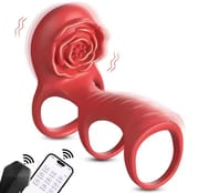 APP Remote Control Vibrating Cock Ring Penis Sleeve Rose Clitoral Stimulator Delay Penis Rings Vibrator Sex Toys for Men Couple_img_0