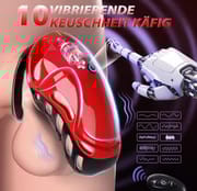 New Vibrating Chastity Cage with Five Sized Rings Male Penis CB Lock Sissy Abstinence Restraint Cock Cage Adult Sex Toys for Men_img_1