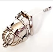 Double Lock Chastity Cage with Urethral Catheter Stainless Steel Male Chastity Devices Sex Toys for Men Penis Lock Cock Ringh_img_1