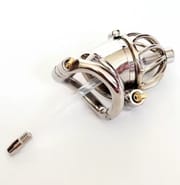 Double Lock Chastity Cage with Urethral Catheter Stainless Steel Male Chastity Devices Sex Toys for Men Penis Lock Cock Ringh_img_0