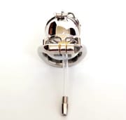 Double Lock Chastity Cage with Urethral Catheter Stainless Steel Male Chastity Devices Sex Toys for Men Penis Lock Cock Ringh_img_2