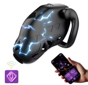 APP Chastity Cage Electric Shock Penis Lock Remote Control Abstinence Sex Adult Toy Cock Cage with Urethral Plug for Men_img_0