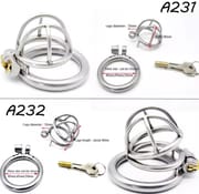 Lockable Stainless Steel Male Chastity Device Belt Cock Cage with 3 Size Penis Ring Bondage Adult Game Sex Toys for Men A231_img_0