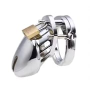 Male Stainless Steel/Chrome Plated Chastity Device Lockable Breathable Cock Cage Adult Product Penis Ring Sex Toys for Adult Men_img_0