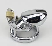 Male Stainless Steel/Chrome Plated Chastity Device Lockable Breathable Cock Cage Adult Product Penis Ring Sex Toys for Adult Men_img_2
