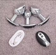 SML Vibrating Anal Plug Remote Control Metal Wearable Anal Beads Butt Plug Insert Ass Vaginal Prostate Massager Sex Toy Dildo_img_2