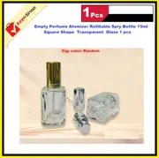 Empty Perfume Atomizer Refillable Spry Bottle 15ml Square Shape Transparent Glass 1 pcs Random color cap_img_0