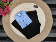 Band collar sky shirt with black formal pant combo_img_0