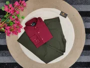 Maroon shirt with olive formal pant combo_img_0