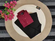 Maroon shirt with black formal pant combo_img_0