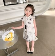 Kids Girls Summer Elegant Floral Cheongsam Style Chinese Princess Dress (1 to 6 years)_img_2