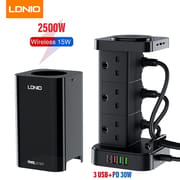 LDNIO SKW6457 6 Outlet USB Tower Extension Power Socket With 15W Wireless Charger_img_0