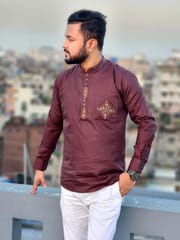 Elite pocket embroidered katua(coffee color)_img_0