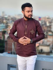 Elite pocket embroidered katua(coffee color)_img_1