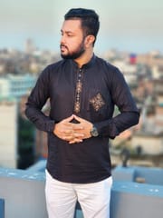 Elite pocket embroidered katua(black color)_img_0