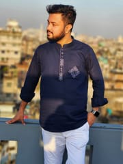 Elite pocket embroidered katua(nevy blue)_img_1