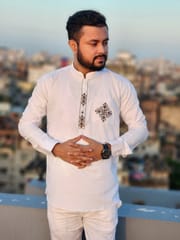 Elite pocket embroidered katua(white color)_img_0