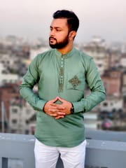 Elite pocket embroidered katua(mint green color)_img_0