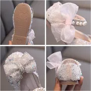 Kids Girls Summer Sequin Lace Bowknot Party Shoe_img_5