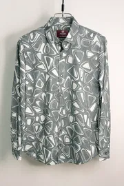 Grey Geometric Printed Casual Shirt_img_1