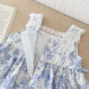 Kids Girls Summer Porcelain Flower Lace Bow Frock Dress (1 to 5 years)_img_6