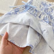 Kids Girls Summer Porcelain Flower Lace Bow Frock Dress (1 to 5 years)_img_7