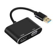 2 in 1 USB 3.0 to HDMI VGA Adapter 1080P, Built-in Driver, Support HDMI VGA Sync Output for Windows 10/8 / 7 Only, NOT Mac OS/Linux/Vista, USB to HDMI VGA HUB. (Black)_img_0