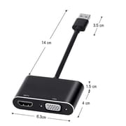 2 in 1 USB 3.0 to HDMI VGA Adapter 1080P, Built-in Driver, Support HDMI VGA Sync Output for Windows 10/8 / 7 Only, NOT Mac OS/Linux/Vista, USB to HDMI VGA HUB. (Black)_img_1