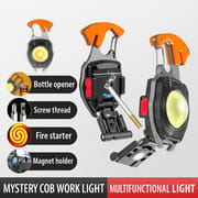 COB LED Keychain Flashlight, 800 Lumens Rechargeable Torch with 7 Modes, Built-in Lighter, Screwdriver, Whistle & Bottle Opener – Emergency Outdoor Camping Light_img_0