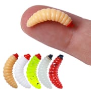 50 Pieces 1inch Maggot Baits Bread Worm Fishing Lure Plastic Fresh Water Fishing Bait_img_1