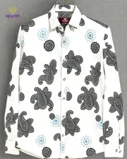 White & Blue Paisley Print Casual Shirt_img_1