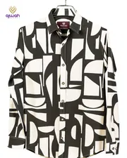 Black & White Modern Print Shirt for Men_img_1