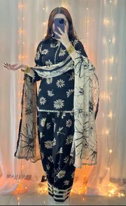 Trendy Farshi Shalwar With Matching Dupatta Three Piece Set_img_0