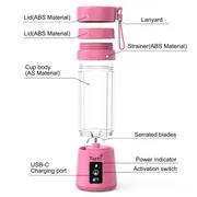 Portable Blender, Personal Mini Bottle Travel Electric Smoothie Blender Maker Fruit Juicer Cup, with 13oz Bottles_img_2