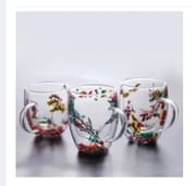 Glitter Flower Mug - 300ml Borosilicate Glass, Double Wall, Heat Resistant, Fireproof, Lightweight. Perfect for Coffee, Milk, Juice. Sea Snail and Conch Fillings. Ideal Gift (1pc)_img_1