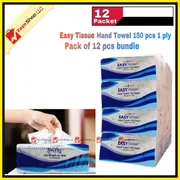 Easy Hand Towel Tissue Super 150 pcs 1 ply Pack of 12 pcs bundle_img_0