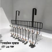 Over The Door Iron 19-Hook Hanger, Classic Black Design, Lightweight, Portable, Perfect for Hanging Clothes, Hats, and Bags, 1 Piece for Smart Storage Solutions_img_0