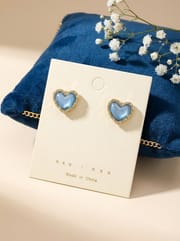 Heart-Shaped Turquoise Stone Earrings with Gold Accents – Elegant Jewelry for Women_img_0