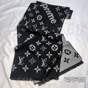 Louis Vuitton Wool Blend Fabrics Muffler Black & White_img_0