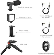 Video -Making Tripod Kit For Live Broadcast 3 In 1 With Microphone, Led Light, Mini Stand & Remote Control, Vloging Kit_img_5