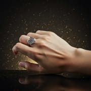 Silver Big Wing Adjustable Ring for Men & Women | Unisex Statement Finger Ring_img_2