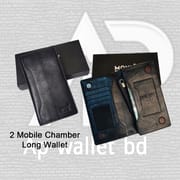 Genuine Leather 2 Phone Chamber Mont Blanc Long Wallet_img_2