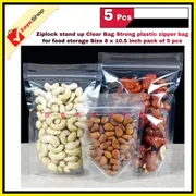 Ziplock stand up Clear Bag Strong plastic zipper bag for food storage Size 8 x 10.5 inch 5 pcs_img_3