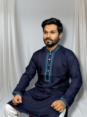 Elite embroidered panjabi nevy blue color_img_0